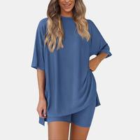 Lounge Set - Long Shirt + Biker shorts - Comfy wear