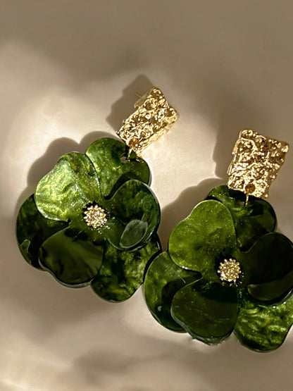 Golden Floral Dangle Earrings