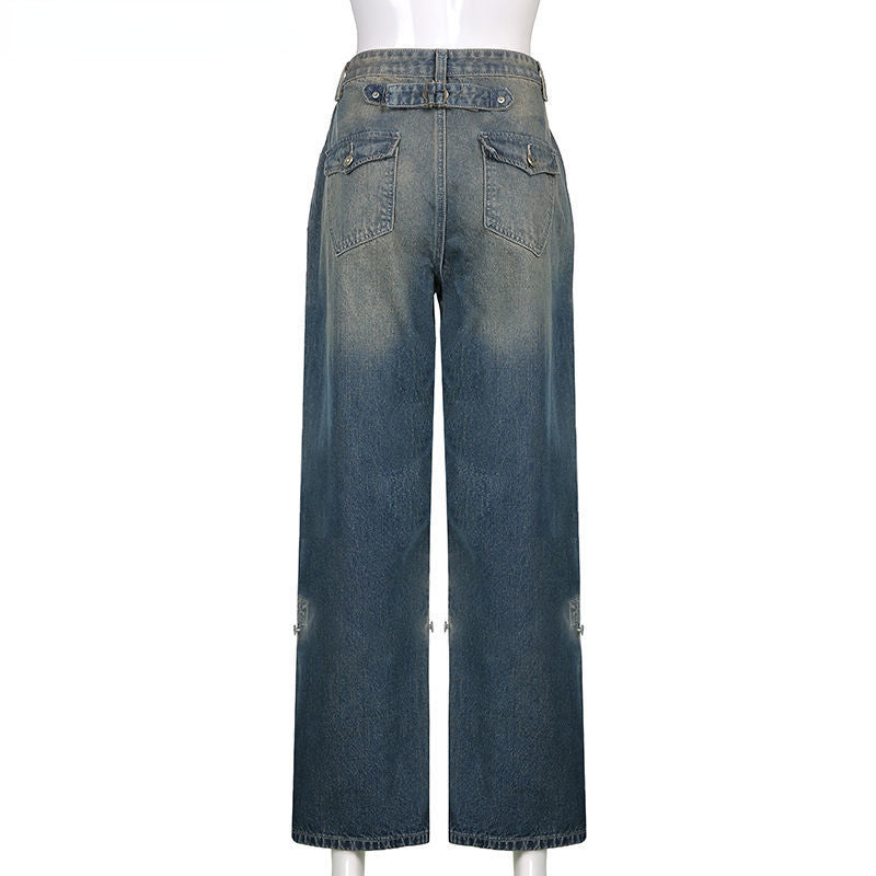 DressBetty - High Waist Vintage Oversized Casual Streetwear Harajuku Straight wide Leg Jeans