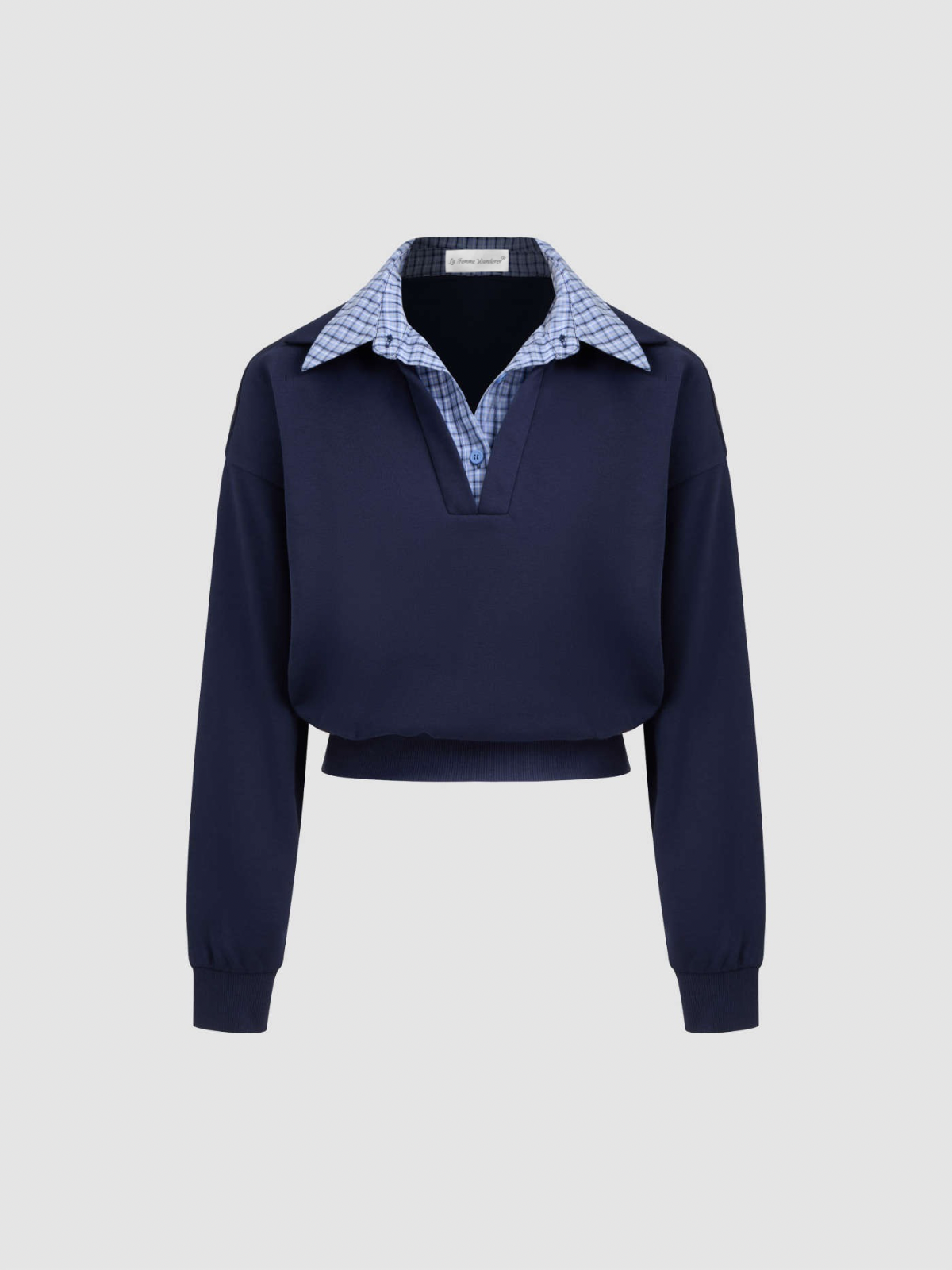 Terry Checks Collar Sweatshirt