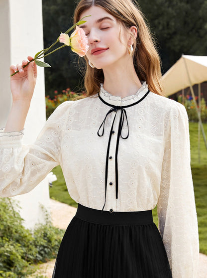 Emma Retro Embroidered  Lace Shirt