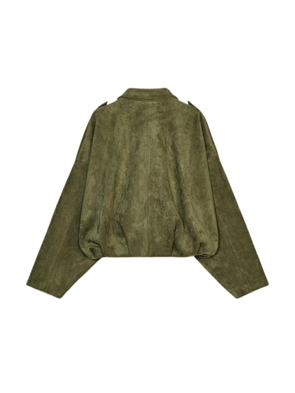 Batwing Sleeve Premium Textured Suede Pilot Jacket