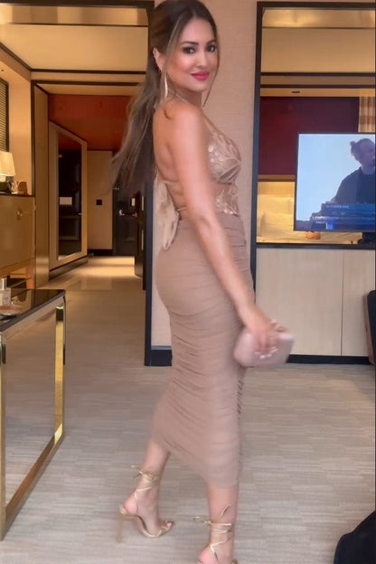 Desert Bloom Mesh Ruched Skirt Set