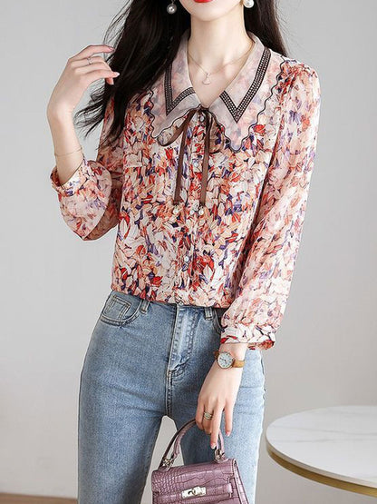 Rachel Classic Printed Floral Chiffon Shirt