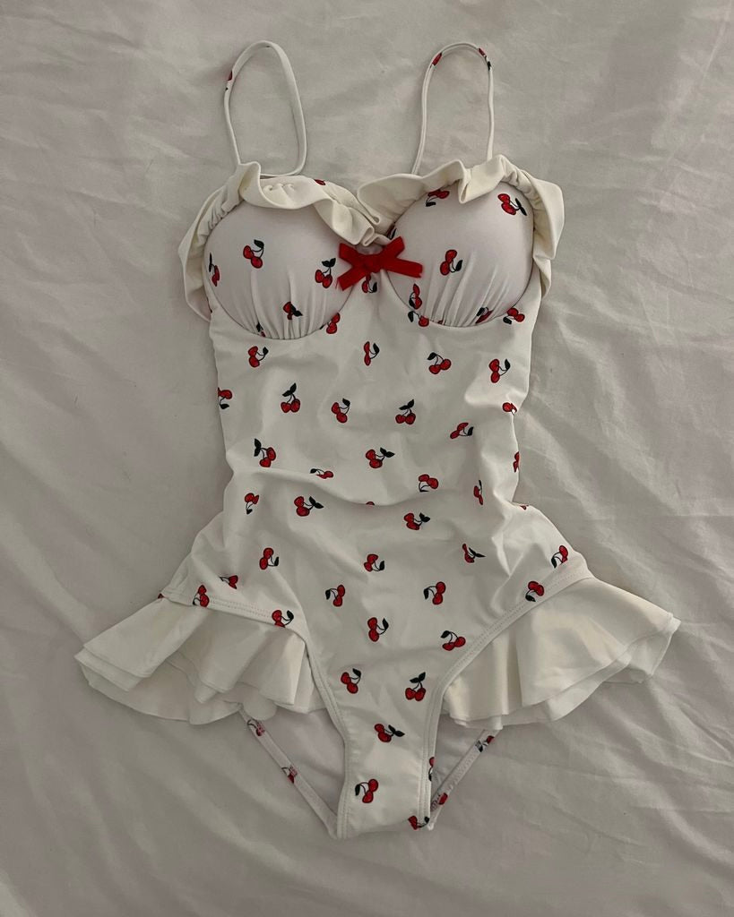 Beach Bumming Cherry Ruffle One-Piece
