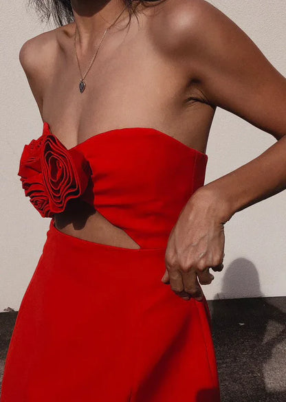 Nethara - Sleeveless Floral Cut-Out Mini Dress