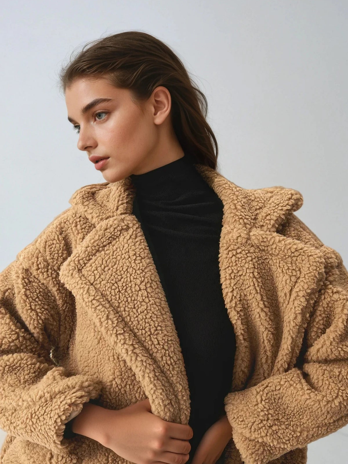 Terracotta Double Pockets Flurry Longline Fleece Jacket