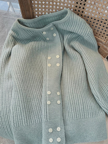 Alena French Style Double-breasted Knitted Cardigan-Orange