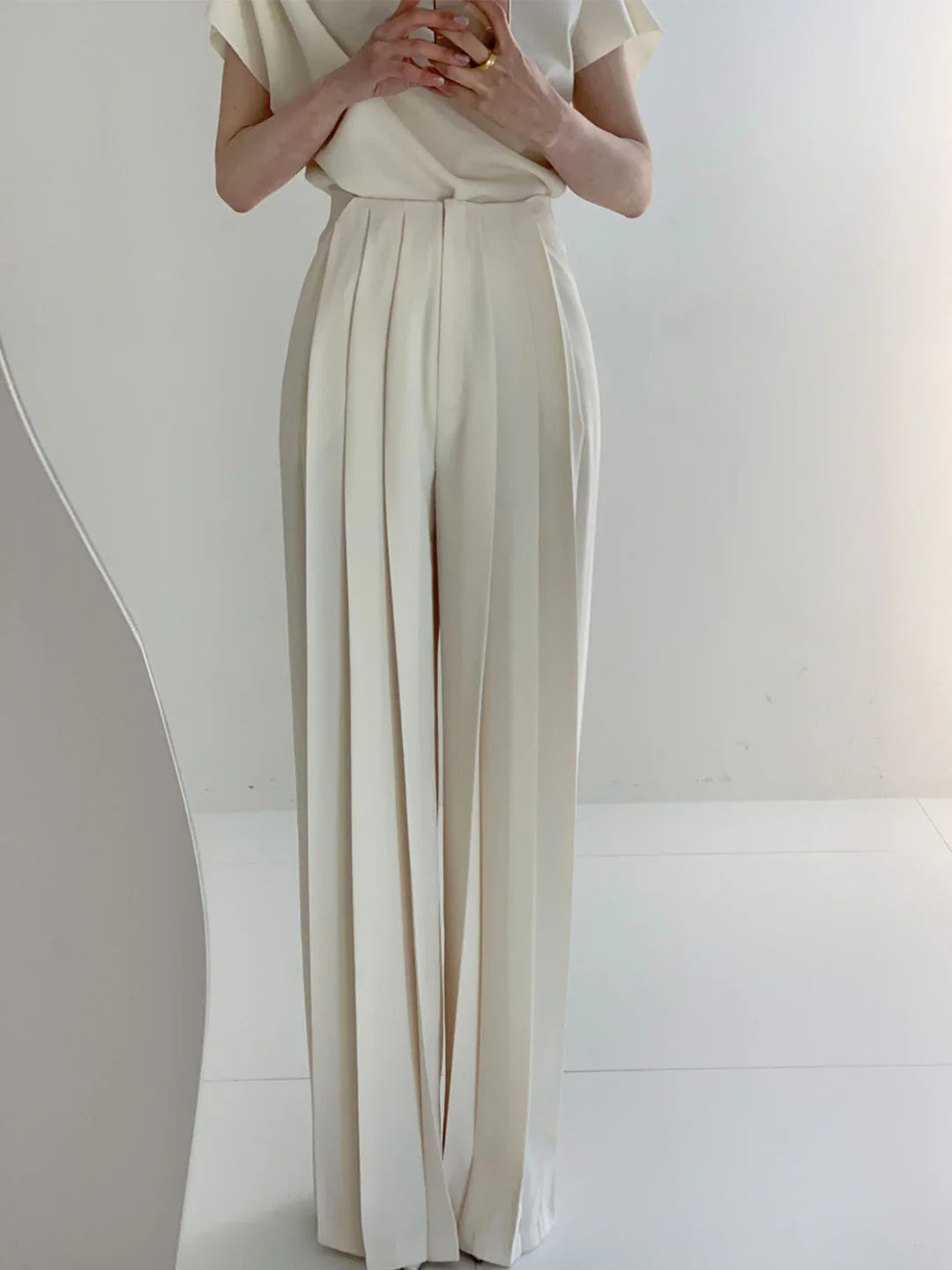 Pleated High Waist Wide Leg Pants Loose Straight Pants