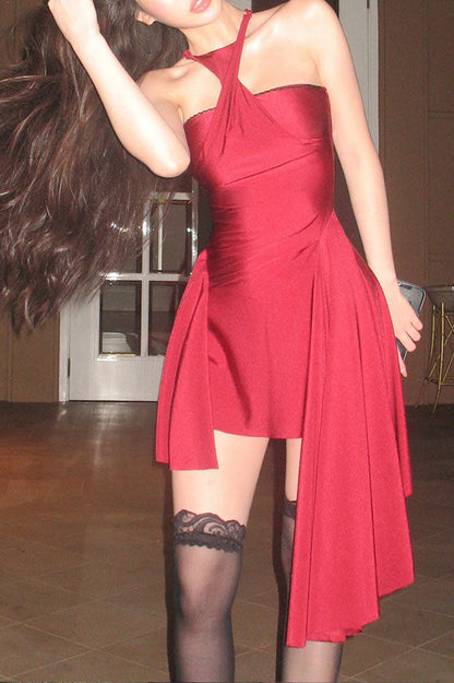 Backless Halter Sweet Mini Dress