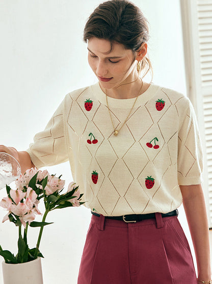 Claire Elegant Printed Silk Knitted Top