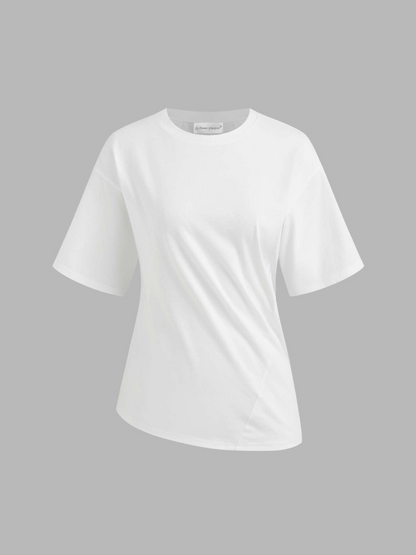 Smart Casual Cotton-blend Asymmetrical Hem Tee