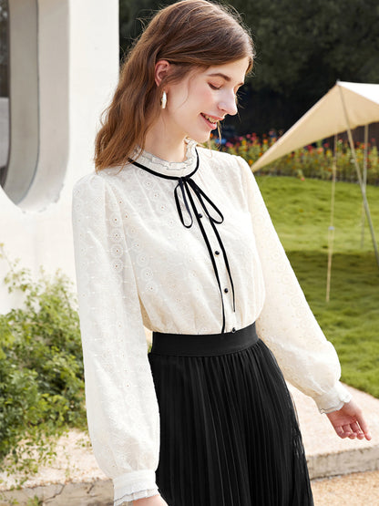 Emma Retro Embroidered  Lace Shirt