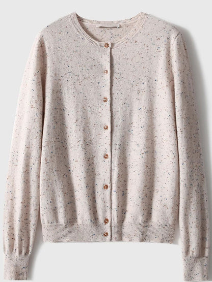 Natalie Classic Crew Neck Solid Color Knitted Cardigan