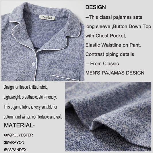 Women's Pajama Sets Long Sleeve Button Down Sleepwear Nightwear Soft Pj's Lounge Sets