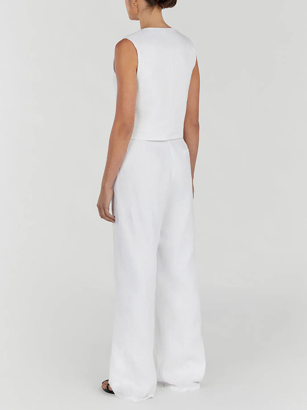 Linen Sleeveless Vest & Trousers Two-piece Set