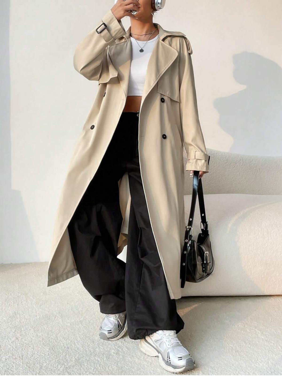 Elegant Relaxed Fit Trench Coat