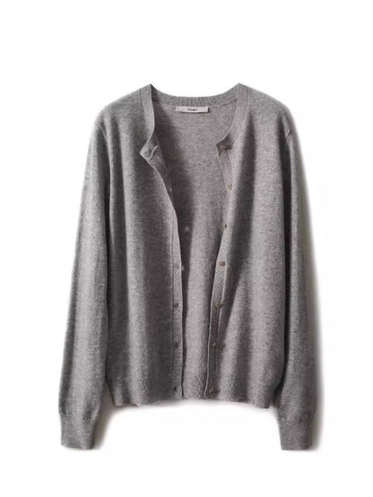 Sophia Classic Crew Neck Solid Color Knitted Cardigan