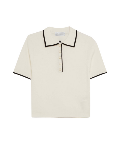 Contrast Trim Metal Button Knit Top