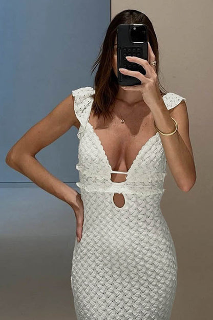 Pure Desire Hollow-out V-neck Maxi Dress