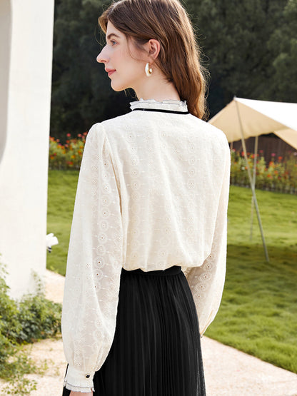 Emma Retro Embroidered  Lace Shirt