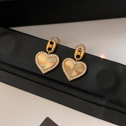 999 Silver Gold Plated Heart Earrings