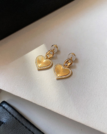 999 Silver Gold Plated Heart Earrings