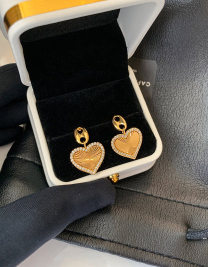 999 Silver Gold Plated Heart Earrings