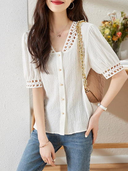 Bailey Classic Ruffled Chiffon Top-Blue