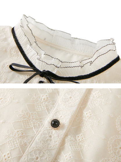 Emma Retro Embroidered  Lace Shirt