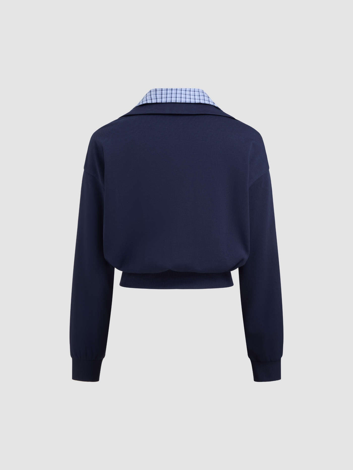 Terry Checks Collar Sweatshirt