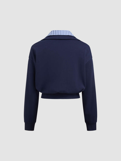 Terry Checks Collar Sweatshirt