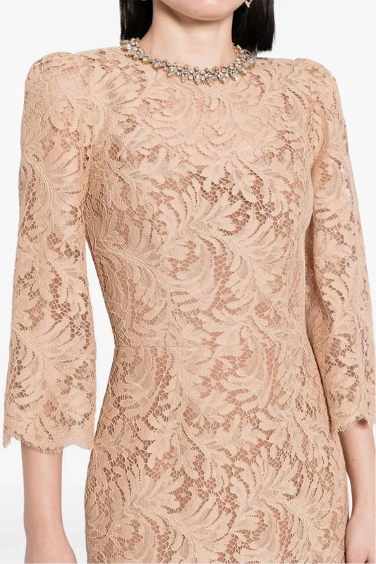 Acotas Lace Crystal-embellished Midi Dress - Nude
