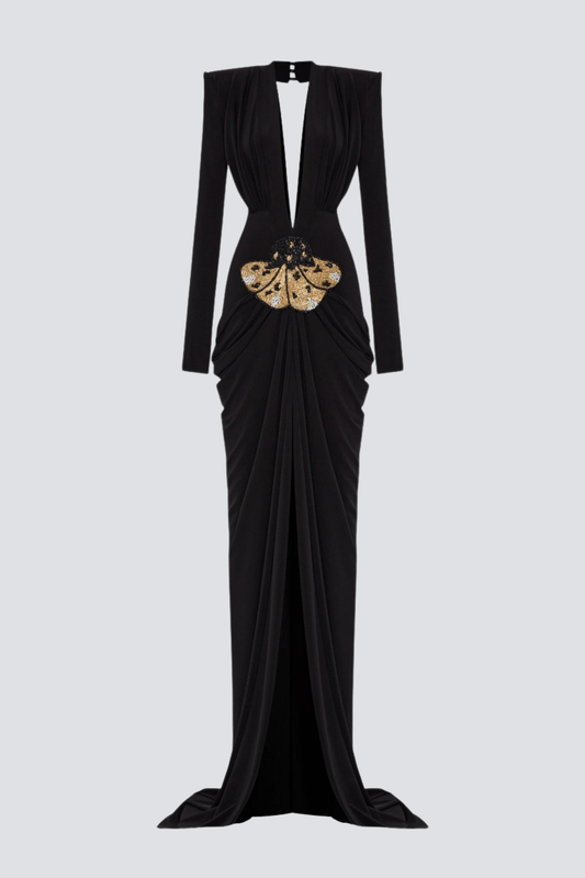 Agata V-neck Ruched Maxi Dress