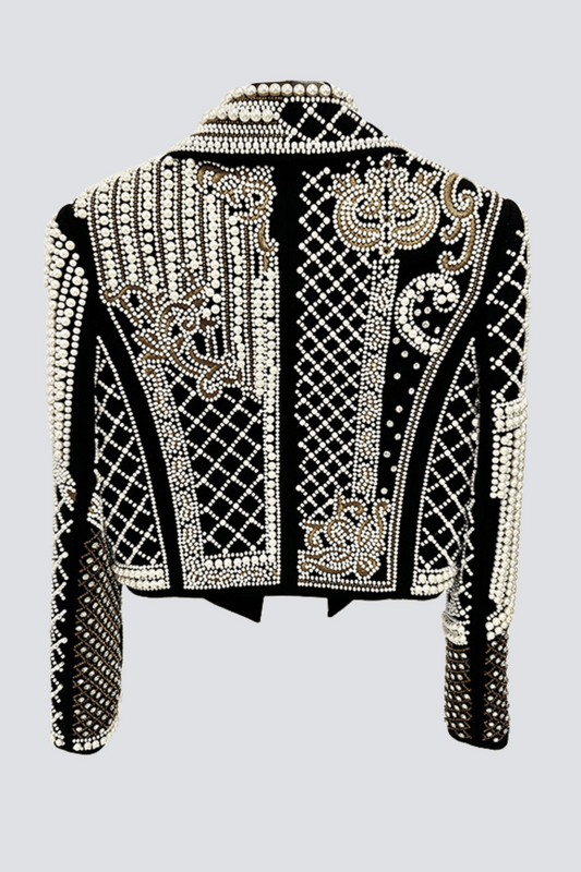 Akili Pearl Embellished Cropped Blazer