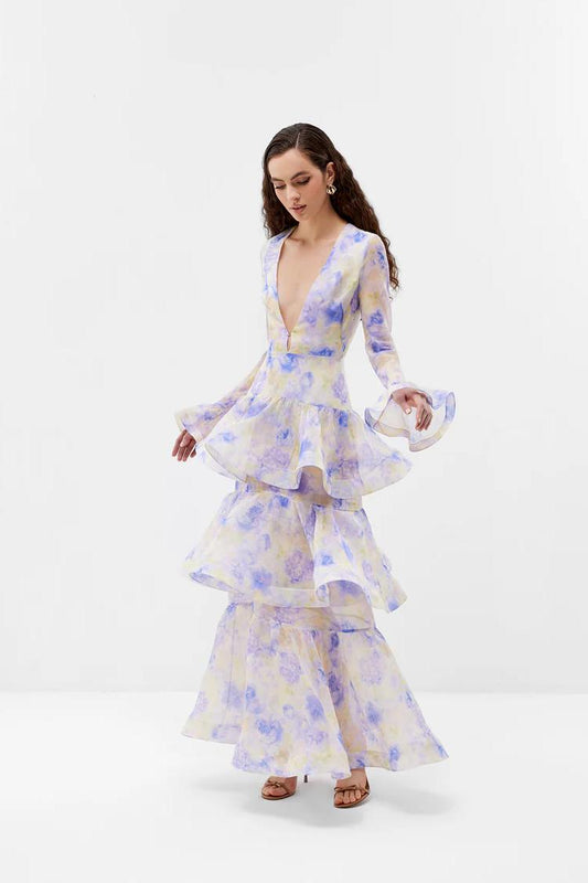 Floral Tiered Ruffle Maxi Dress
