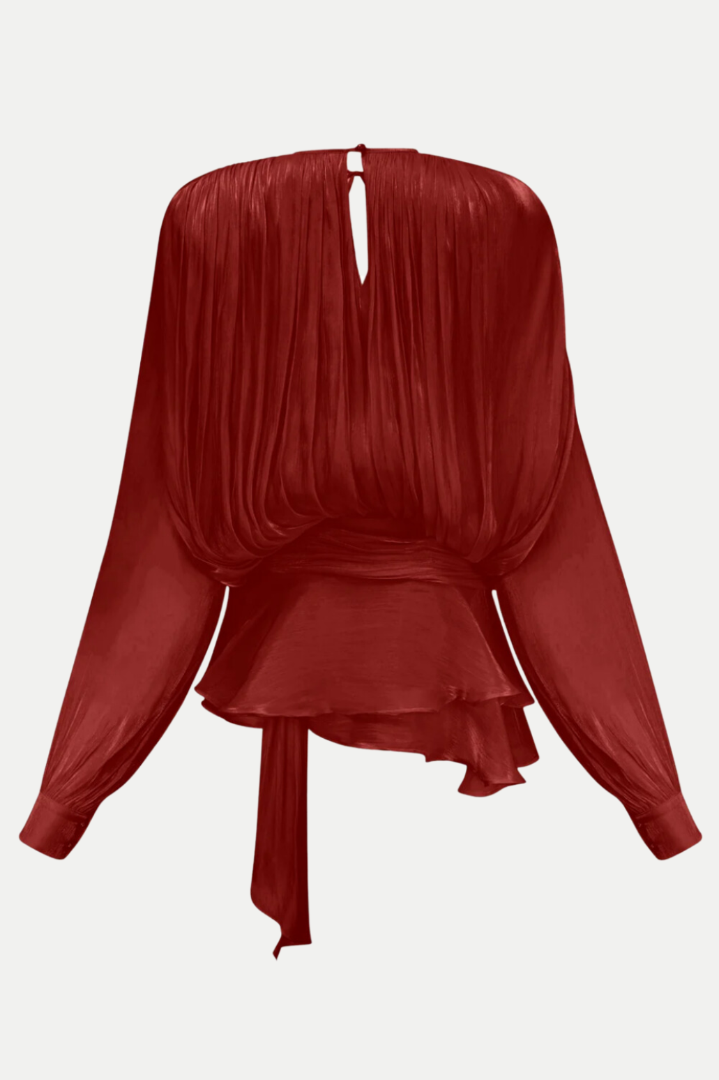 Anzay Pleated Ruffled Hem Mini Dress - Red