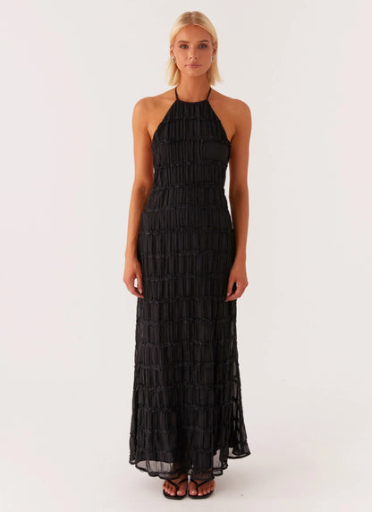 Caroline - Textured Halter Maxi Dress