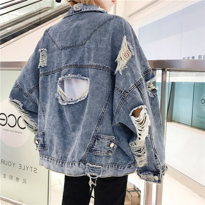 DressBetty - Hole Denim Bomber Jacket