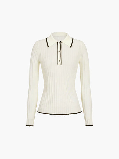 Oldmoney Aesthetics Polo Knit Top