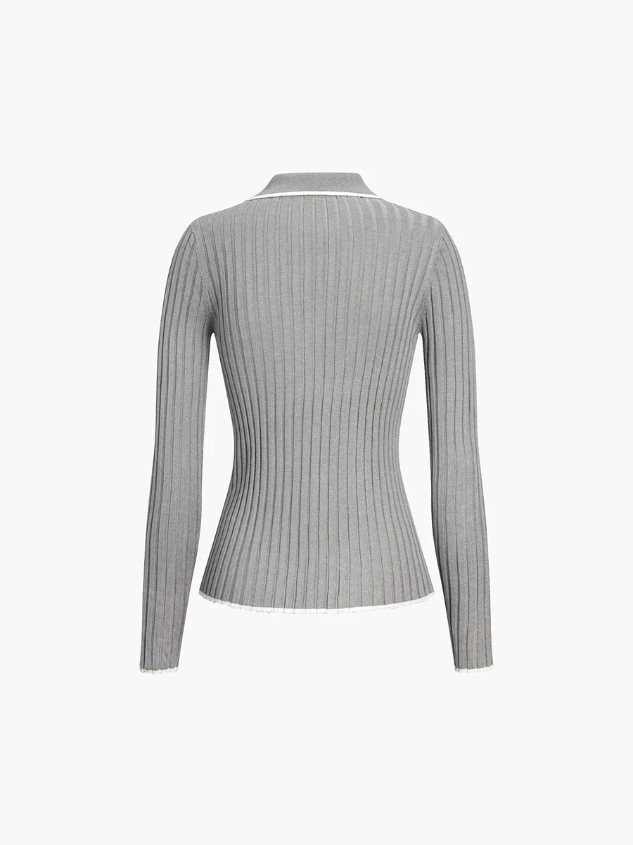 Oldmoney Aesthetics Polo Knit Top
