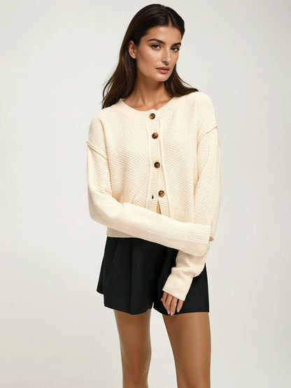 Effortless Elegance Plain Button Down Cardigan