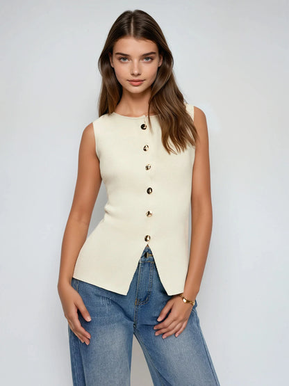 Button Down Split Sweater Vest
