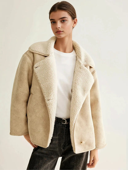 Cashmere-Blend Button Fleece Jacket