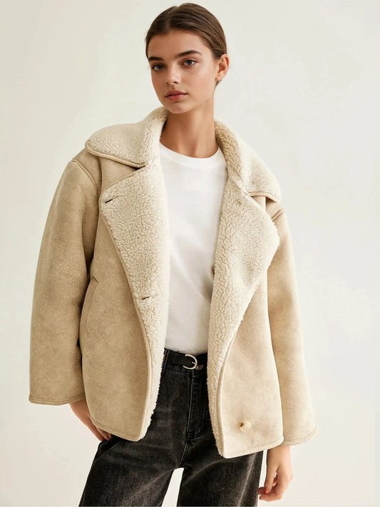 Cashmere-Blend Button Fleece Jacket