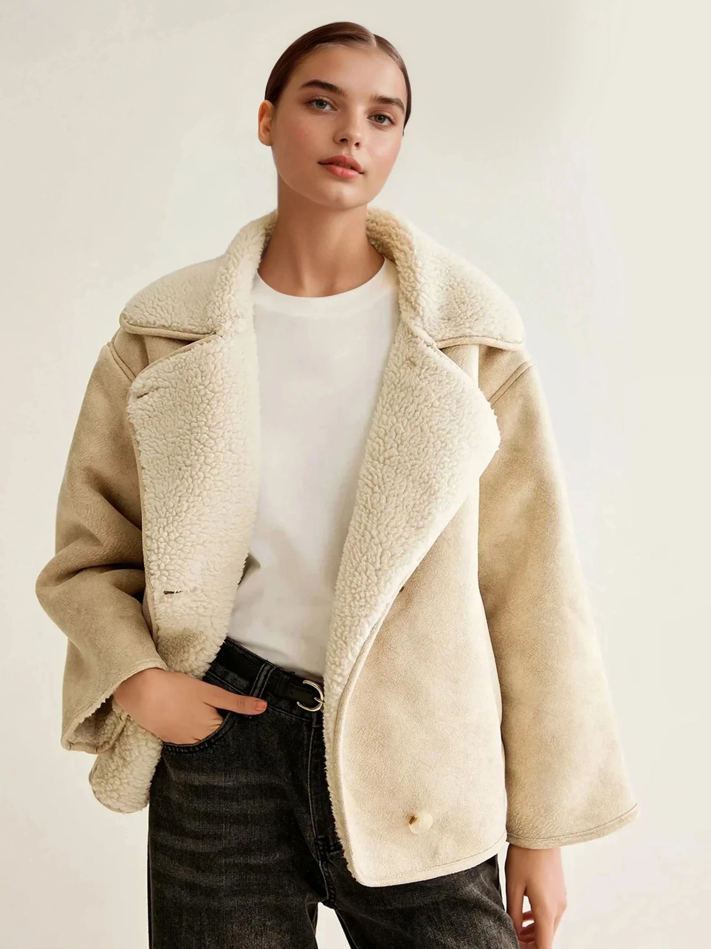 Cashmere-Blend Button Fleece Jacket