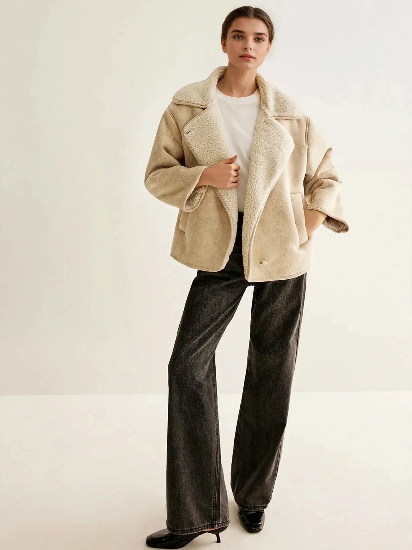 Cashmere-Blend Button Fleece Jacket