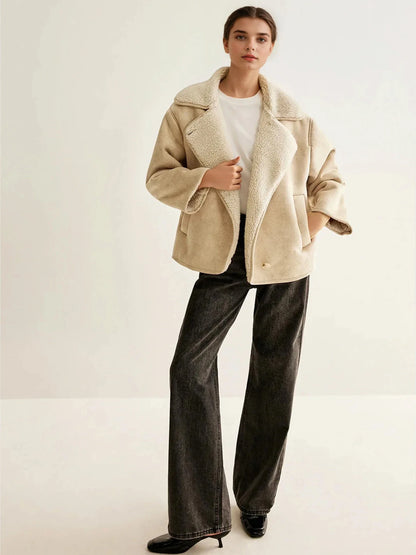 Cashmere-Blend Button Fleece Jacket