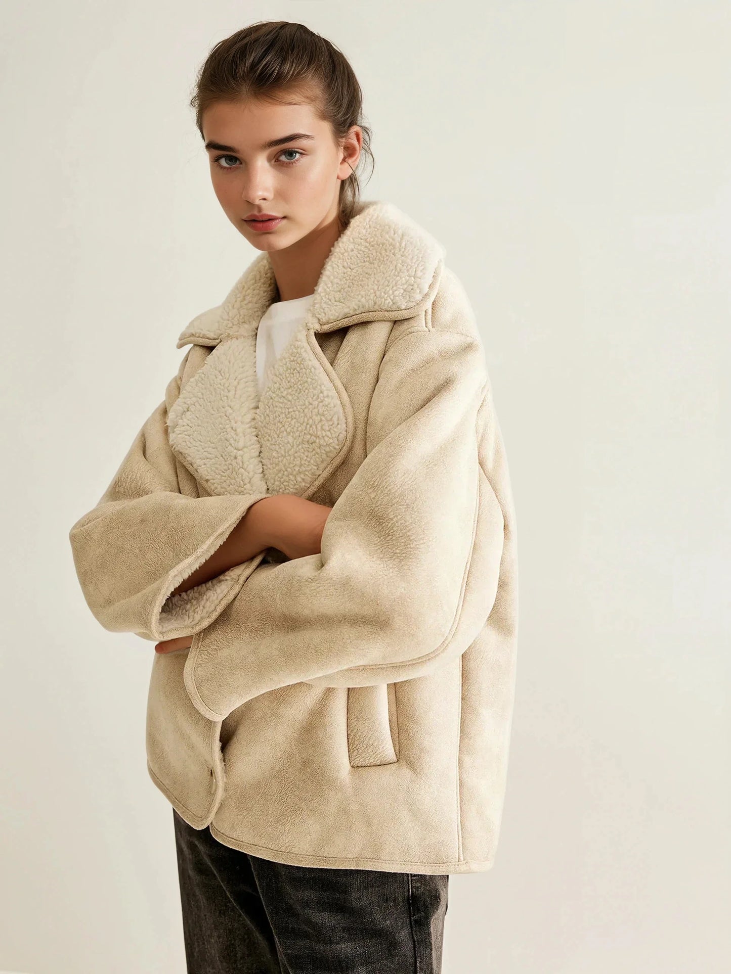 Cashmere-Blend Button Fleece Jacket