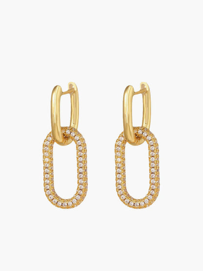 Zircon Hoop Pendant Earrings